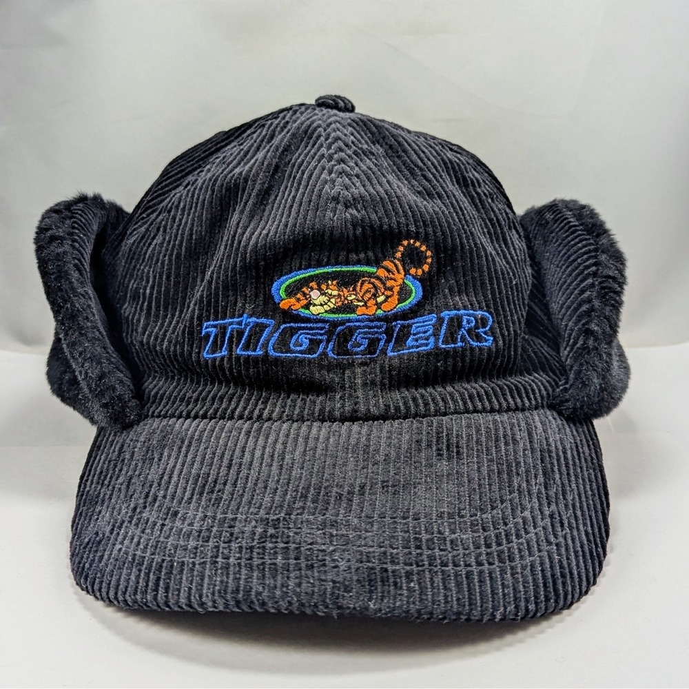 Disney Catalog Store Tigger Corduroy Flap Winter Fur Pooh Vintage 90s Hat Cap